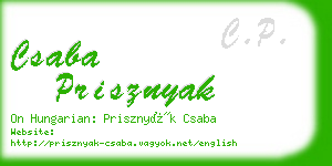 csaba prisznyak business card